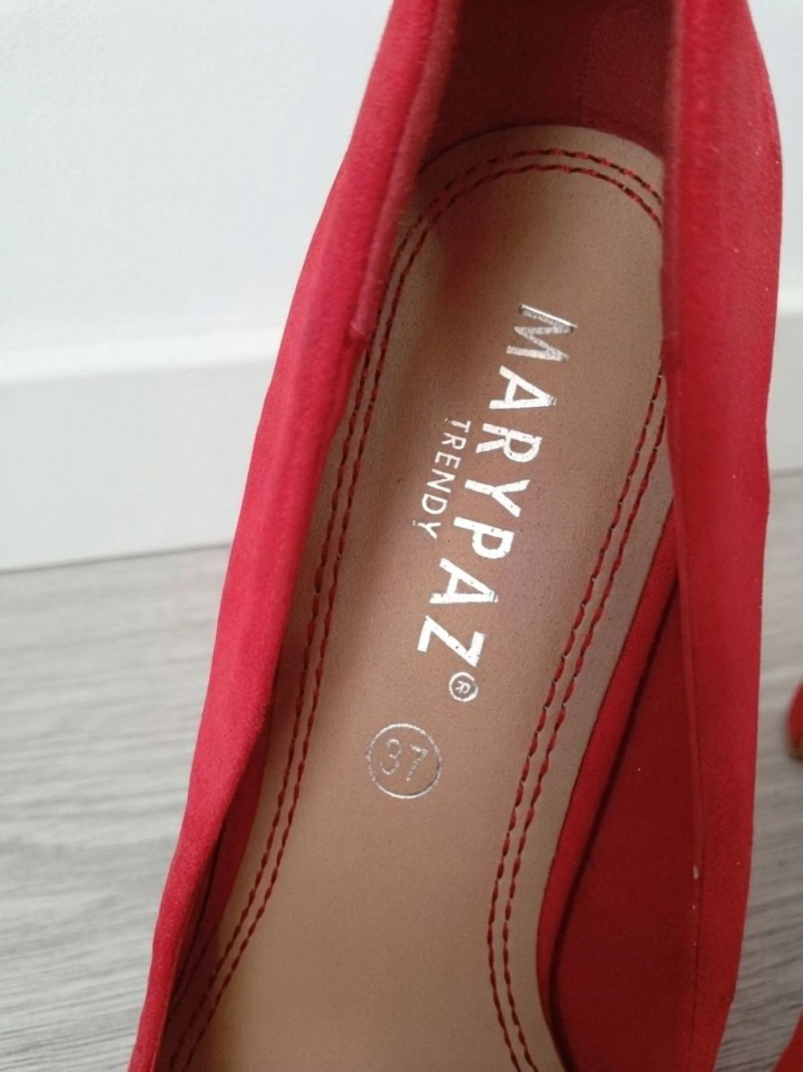Marypaz Red Suede Platform Heels Chunky Retro Pumps – photo 6